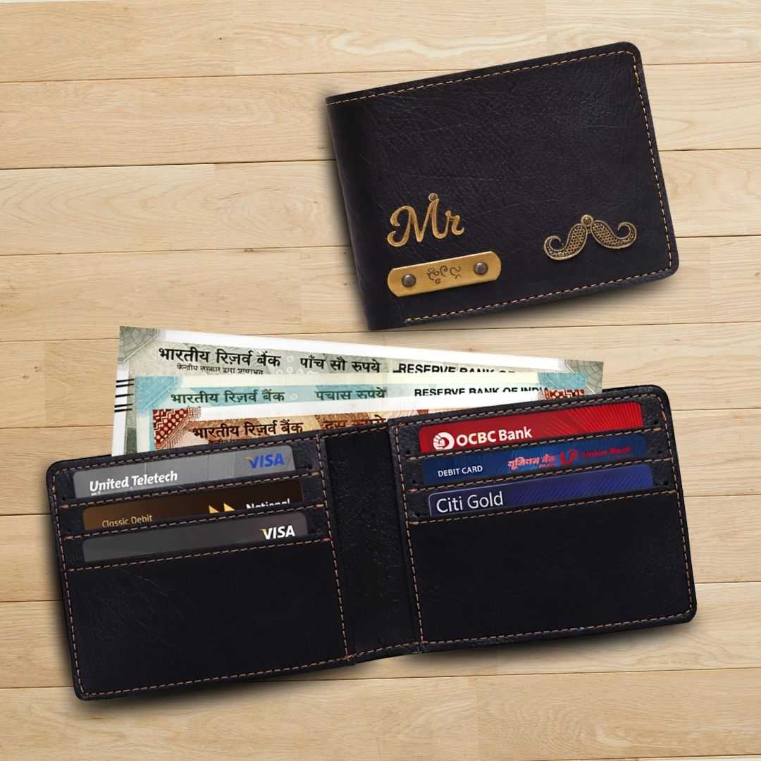Personalized Wallet for Men with Name - Black
