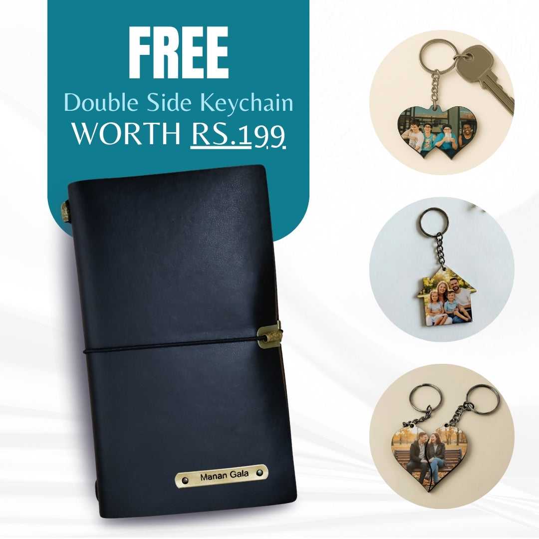 Personalized Journal Kraft, White & Lined Pages Diary Black