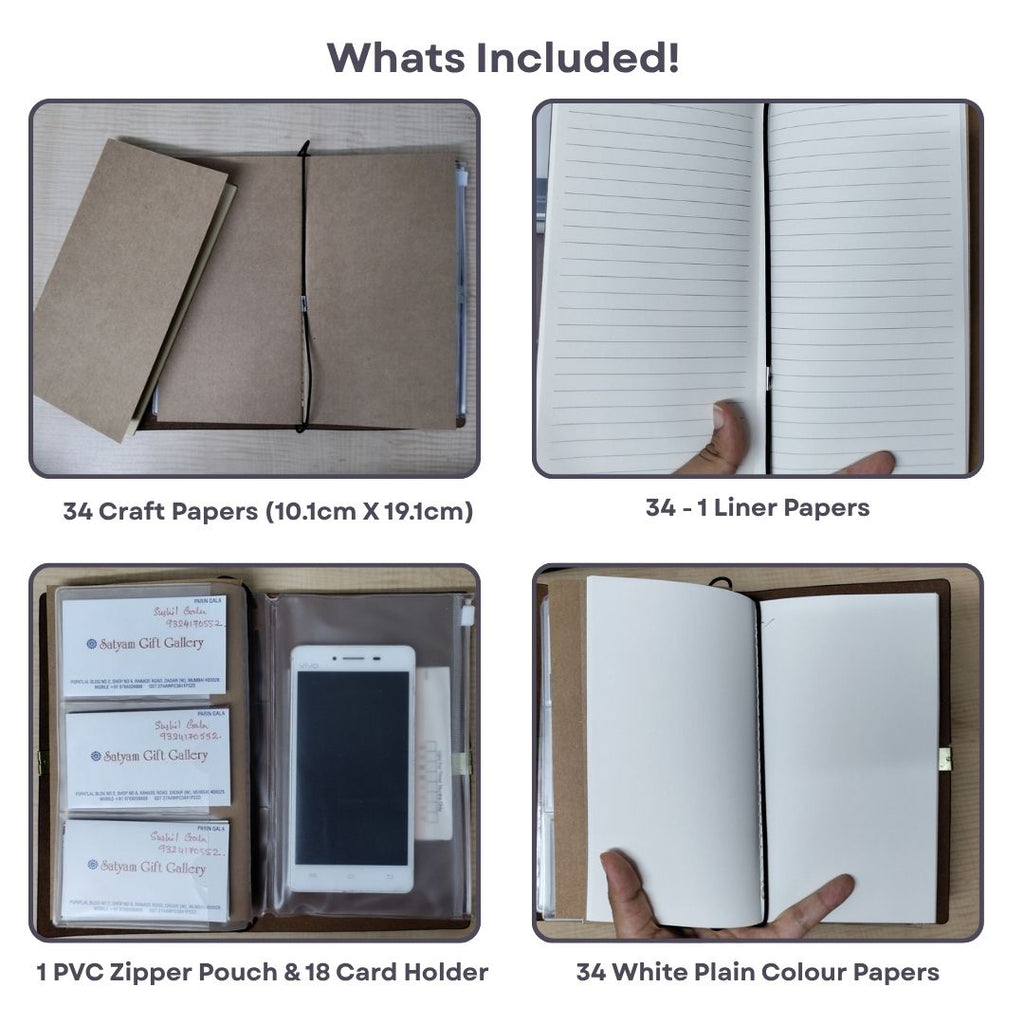 Personalized Journal Kraft, White & Lined Pages Diary Black