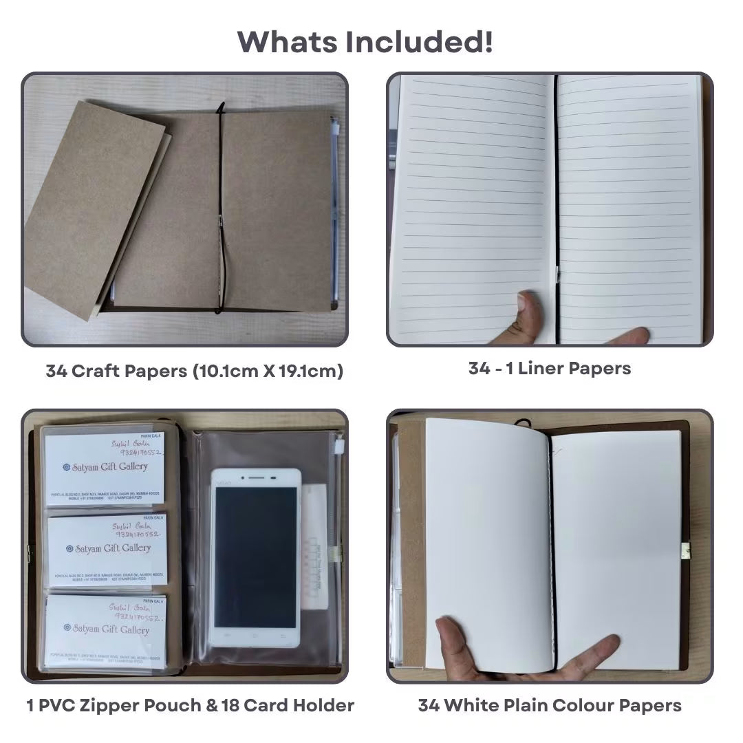 Personalized Journal Kraft, White & Lined Pages Diary Grey