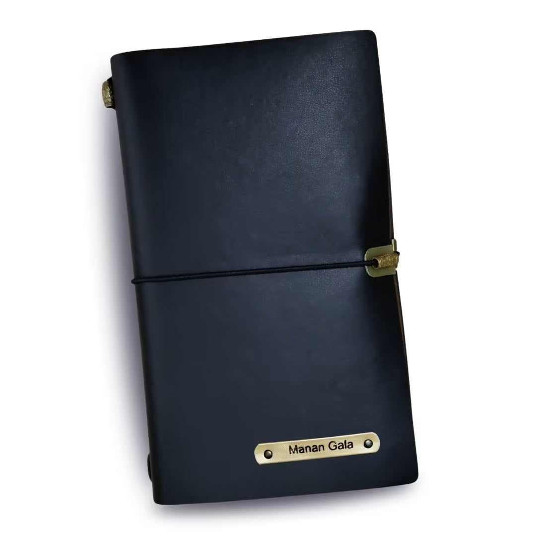Personalized Journal Kraft, White & Lined Pages Diary Black