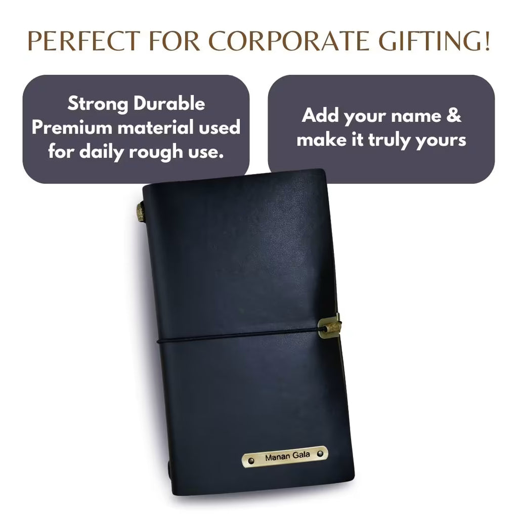 Personalized Journal Kraft, White & Lined Pages Diary Black