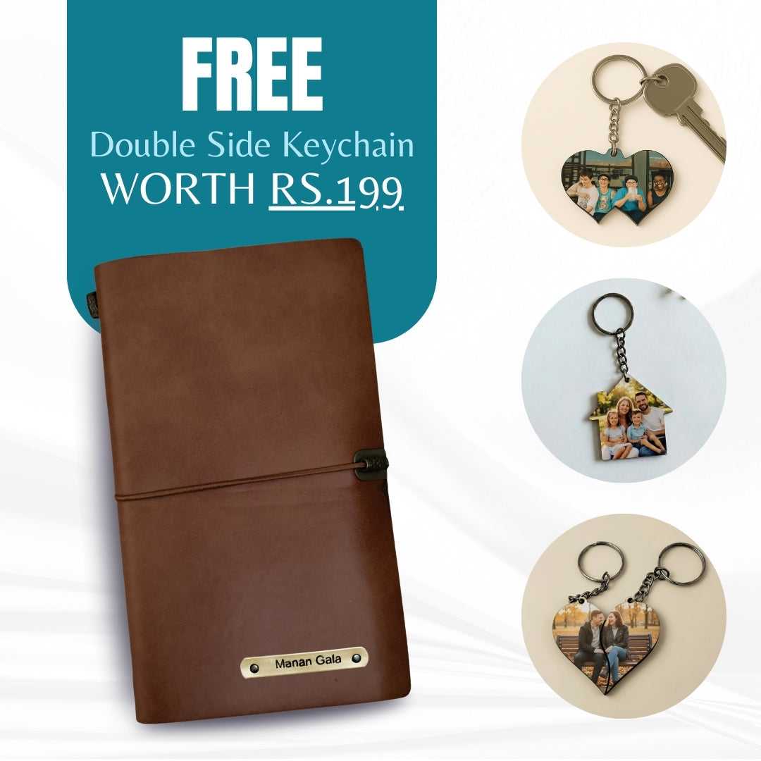 Personalized Journal Kraft, White & Lined Pages Diary Brown