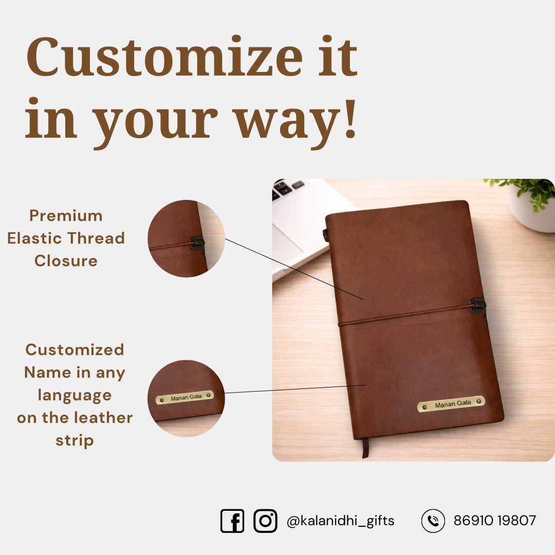 Personalized Journal Kraft, White & Lined Pages Diary Brown