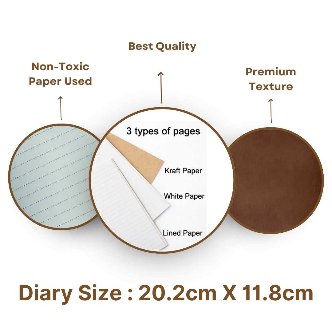 Personalized Journal Kraft, White & Lined Pages Diary Brown