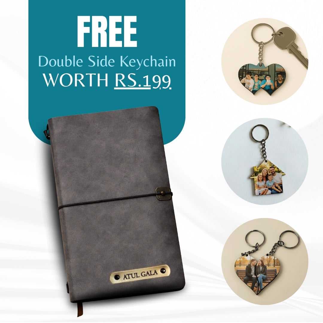 Personalized Journal Kraft, White & Lined Pages Diary Grey