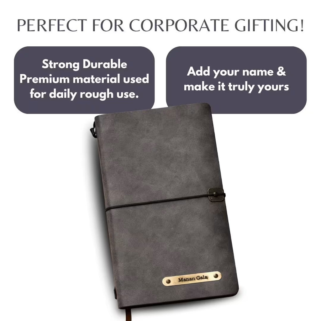 Personalized Journal Kraft, White & Lined Pages Diary Grey
