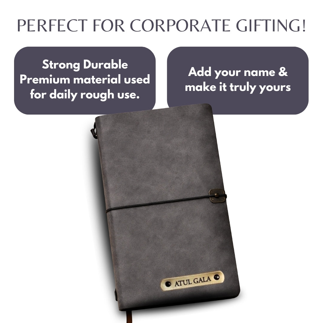 Personalized Journal Kraft, White & Lined Pages Diary Grey