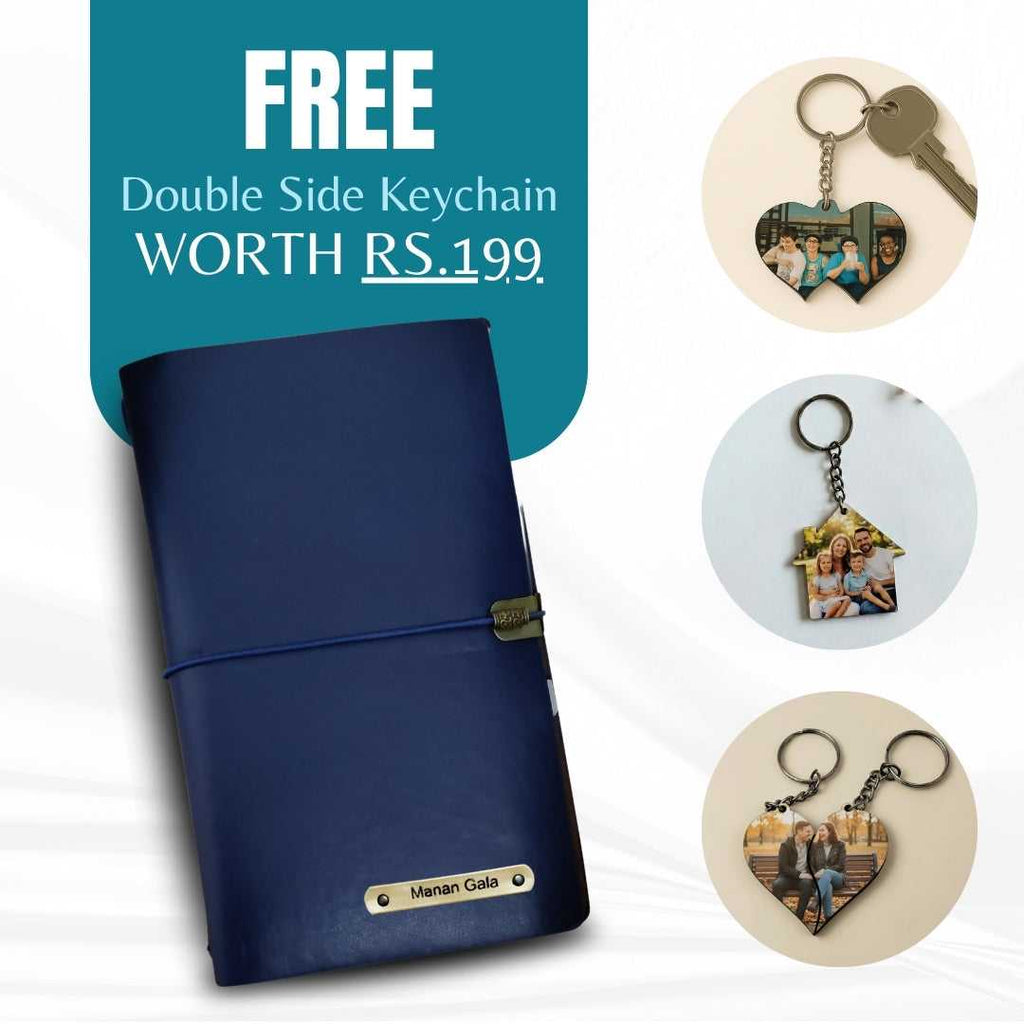 Personalized Journal Kraft, White & Lined Pages Diary Navy Blue