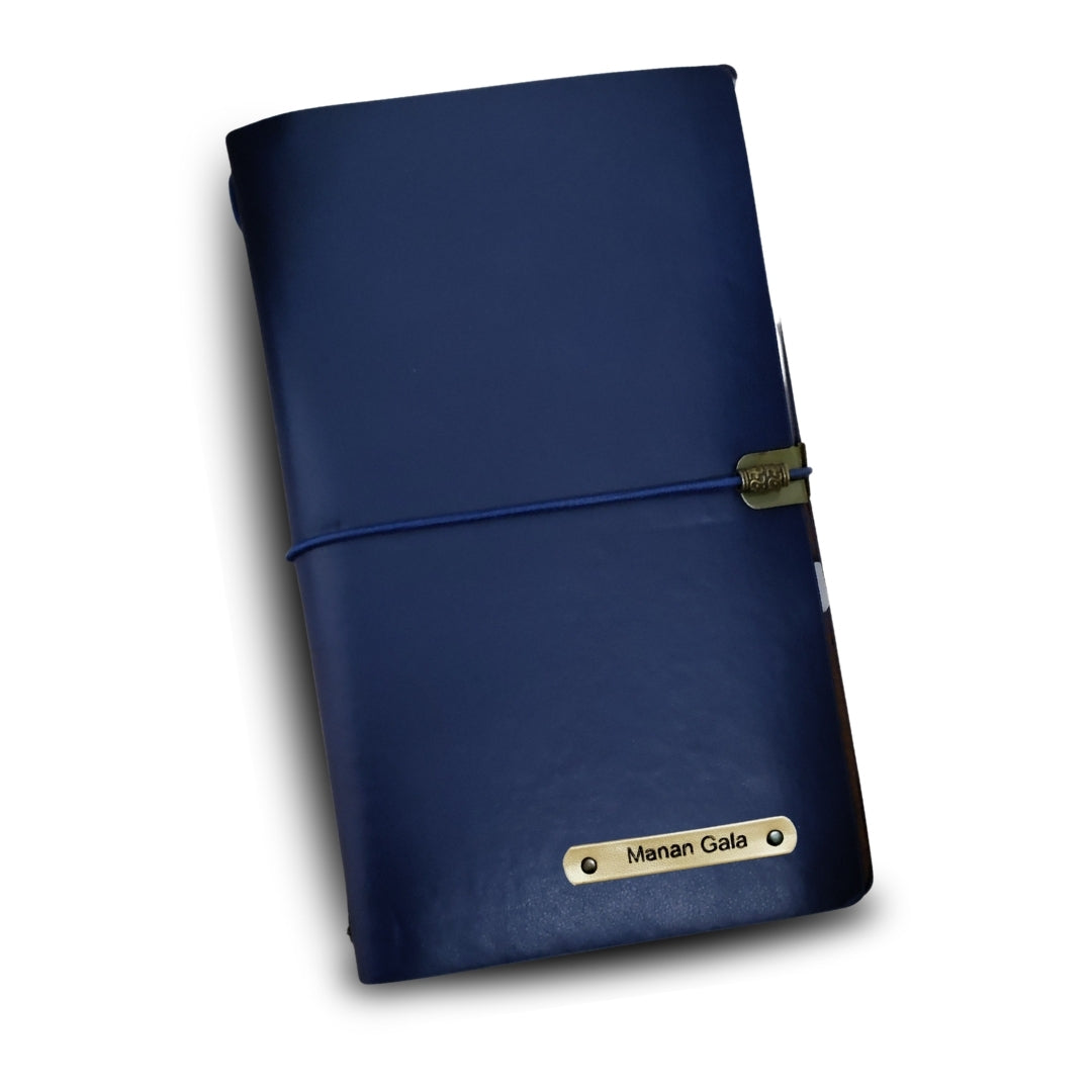 Personalized Journal Kraft, White & Lined Pages Diary Navy Blue