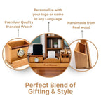 Personalized 3-Compartment Wooden Pen Stand