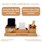 Personalized 3-Compartment Wooden Pen Stand