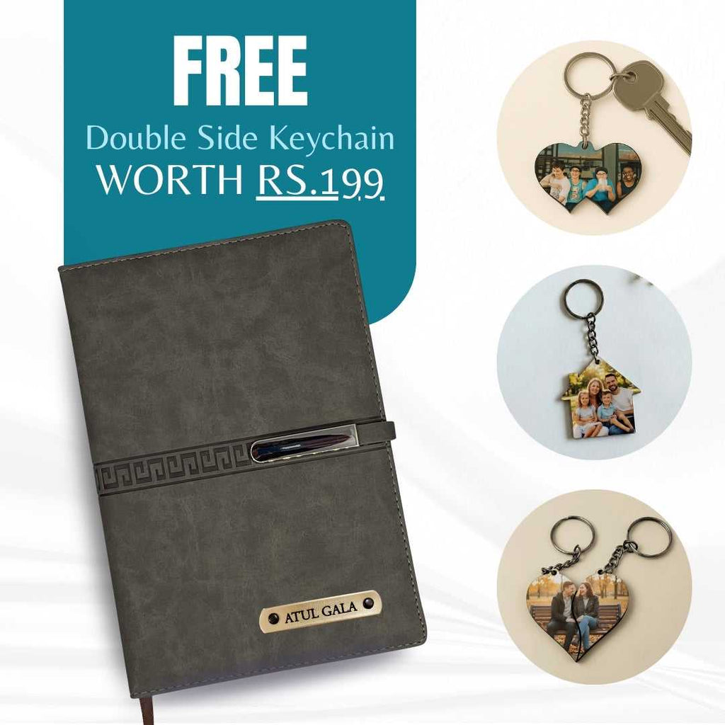 Personalized Name Diary With Magnetic Lock Grey