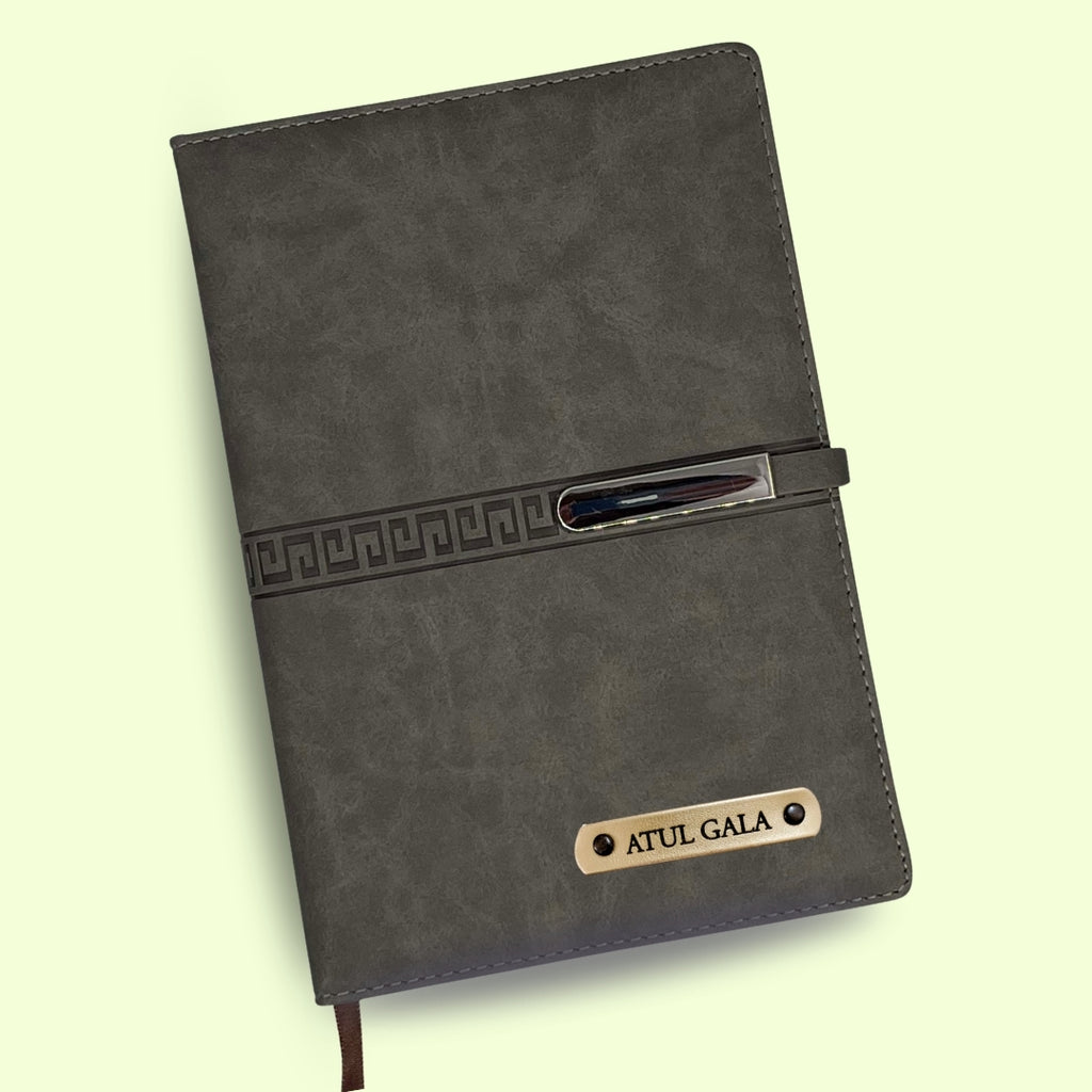 Personalized Name Diary With Magnetic Lock Grey