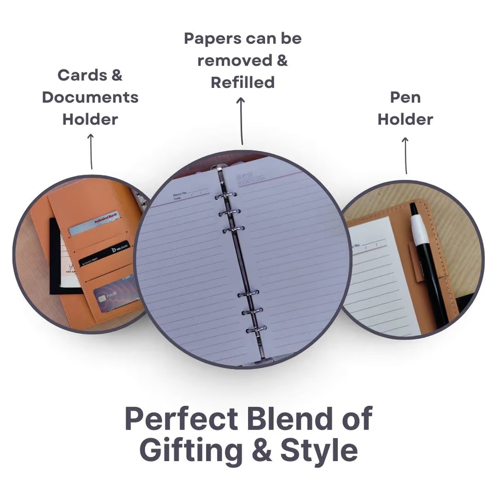 Personalized Refillable Diary with Magnetic Button Lock Black