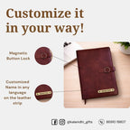Personalized Refillable Diary with Magnetic Button Lock Brown