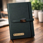 Personalized Name Black Diary With Card Holder