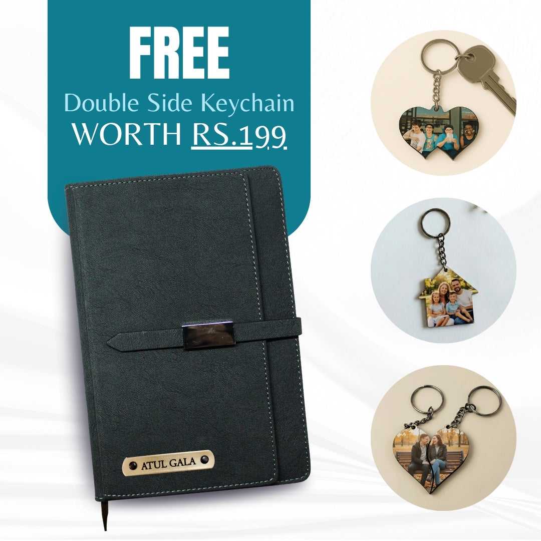 Personalized Name Black Diary With Card Holder