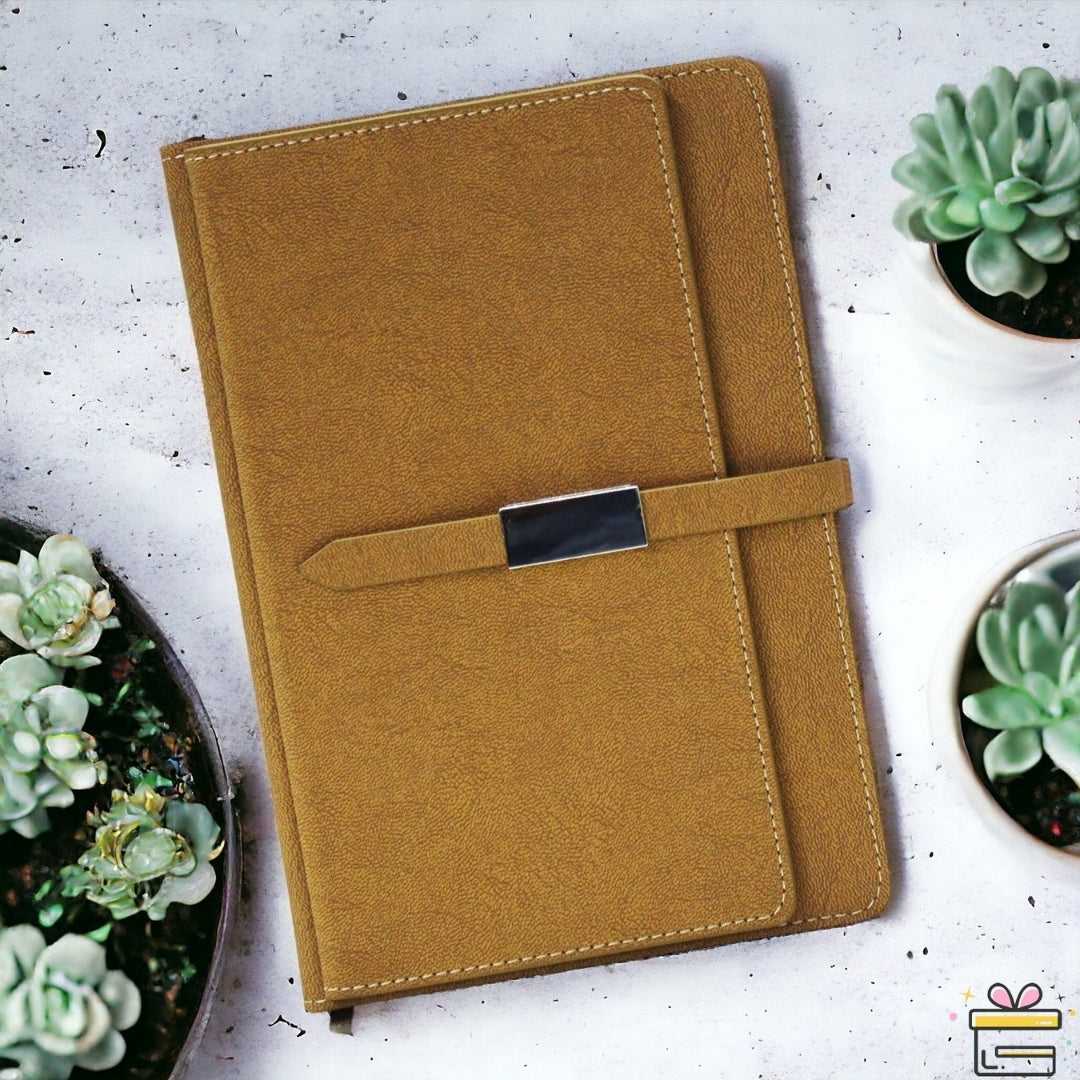 Personalized Name Brown Diary With Card Holder