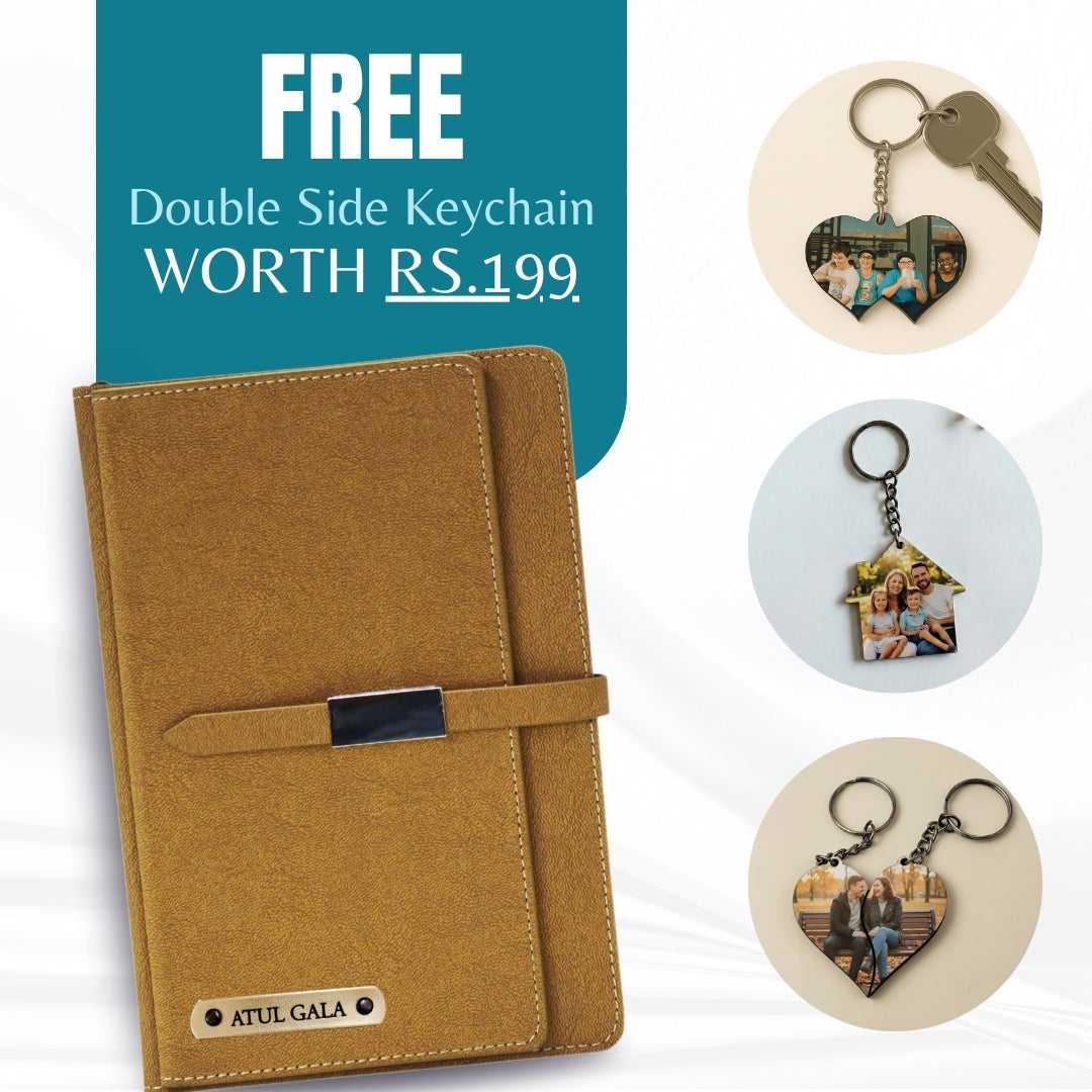 Personalized Name Brown Diary With Card Holder