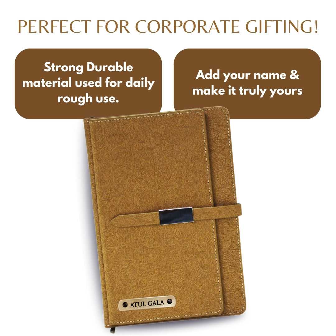 Personalized Name Brown Diary With Card Holder