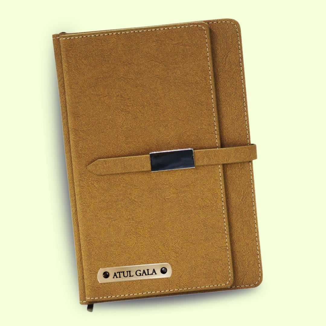 Personalized Name Brown Diary With Card Holder