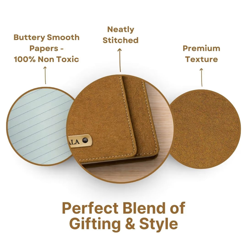 Personalized Name Brown Diary With Card Holder
