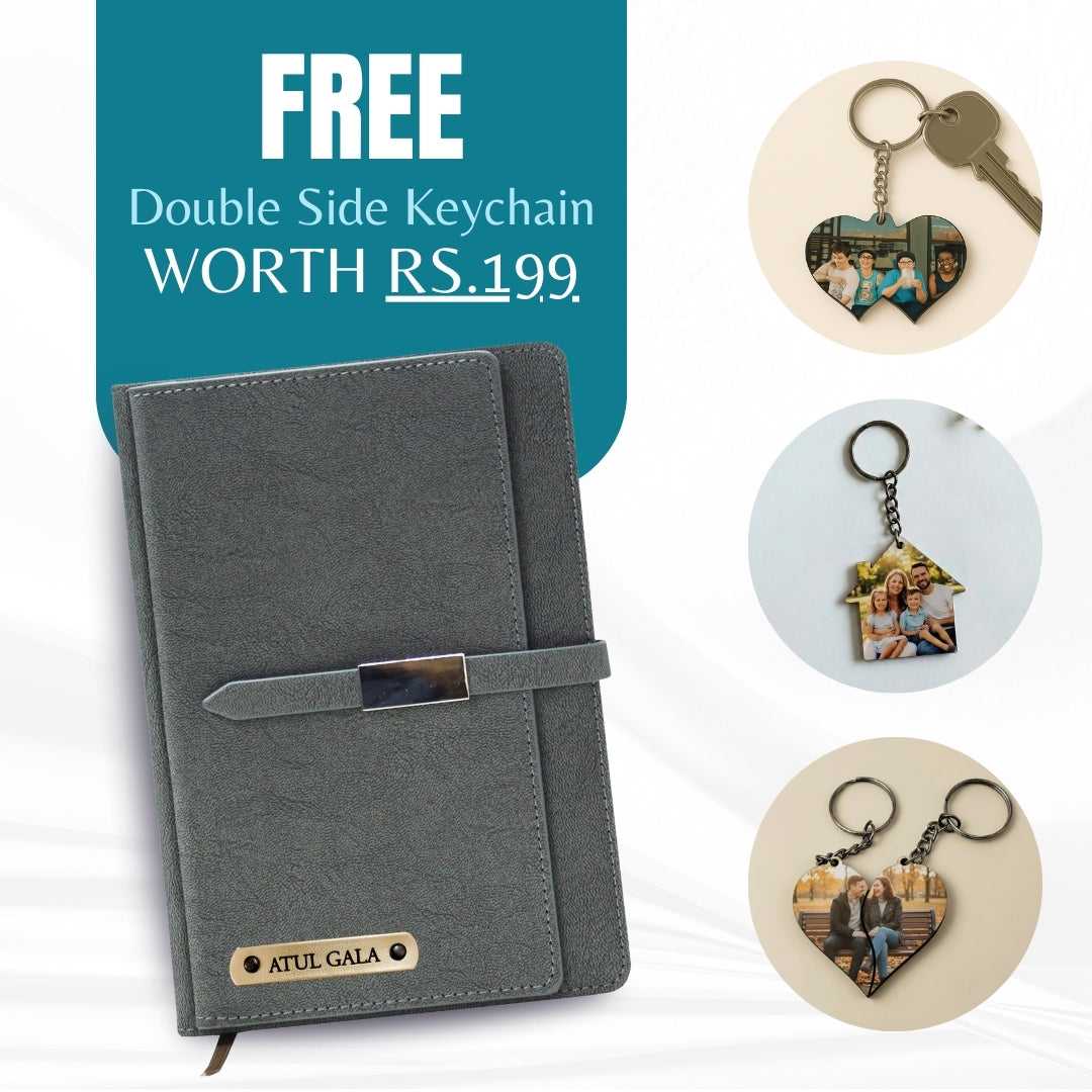 Personalized Name Grey Diary With Extra Openings