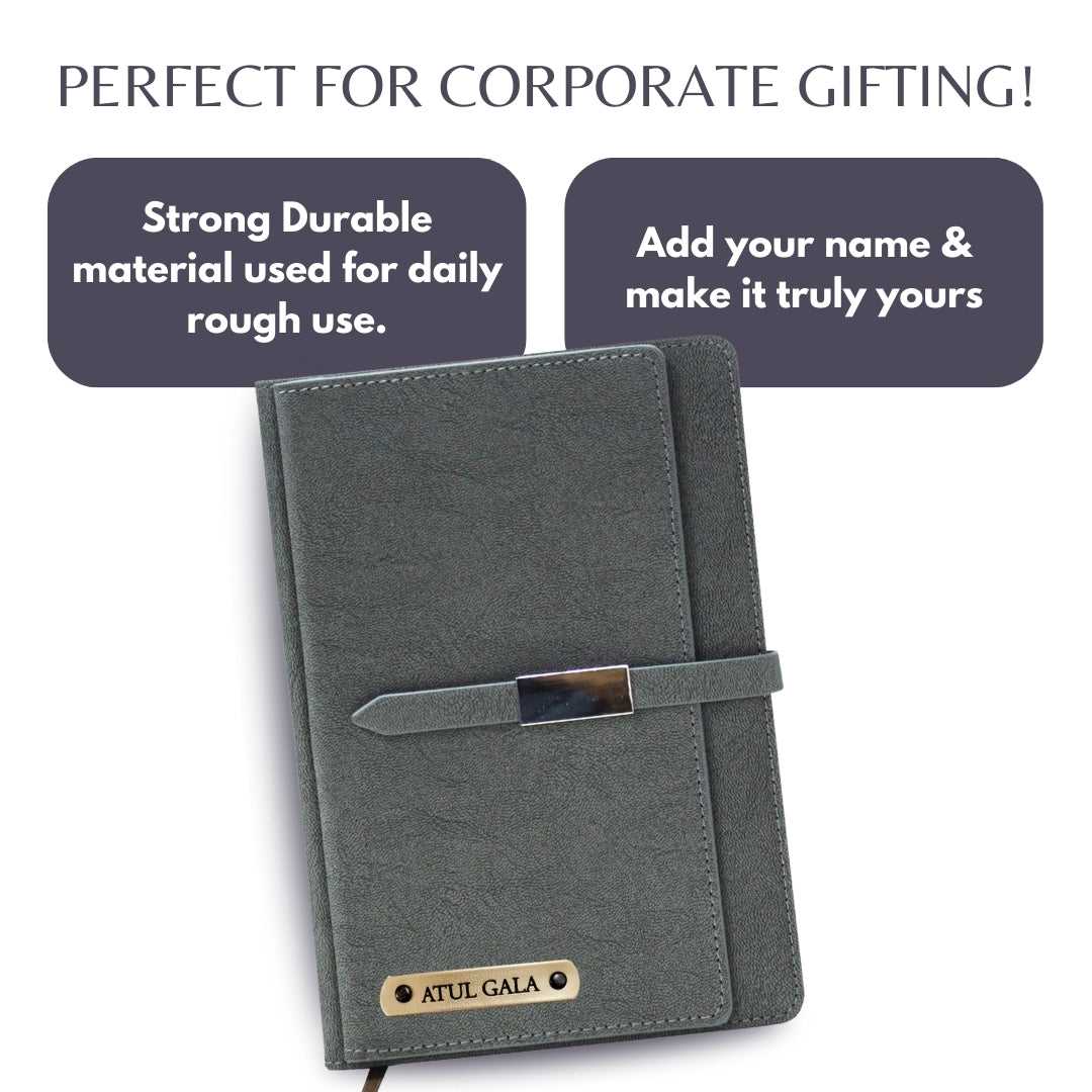 Personalized Name Grey Diary With Extra Openings
