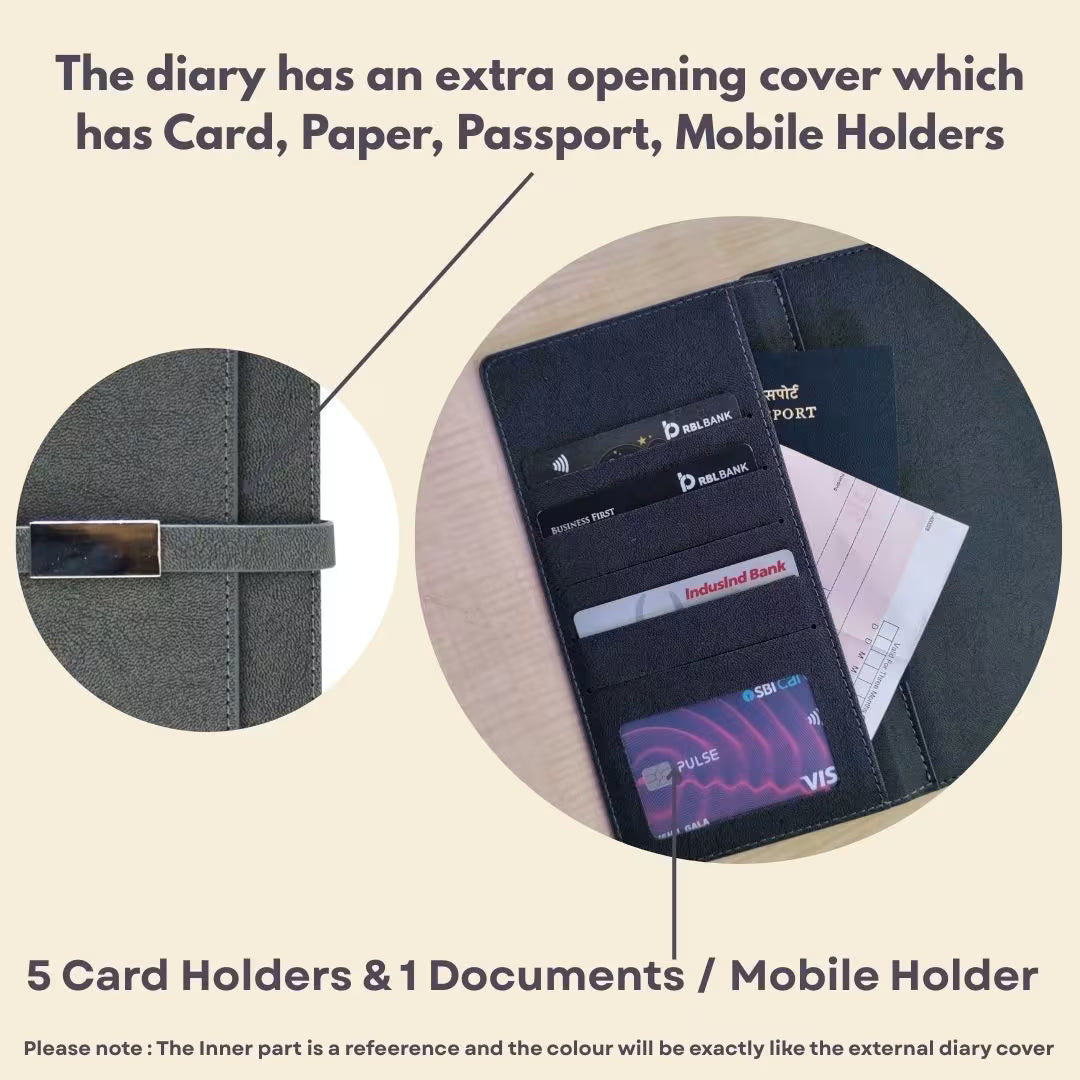 Personalized Name Grey Diary With Cardholder