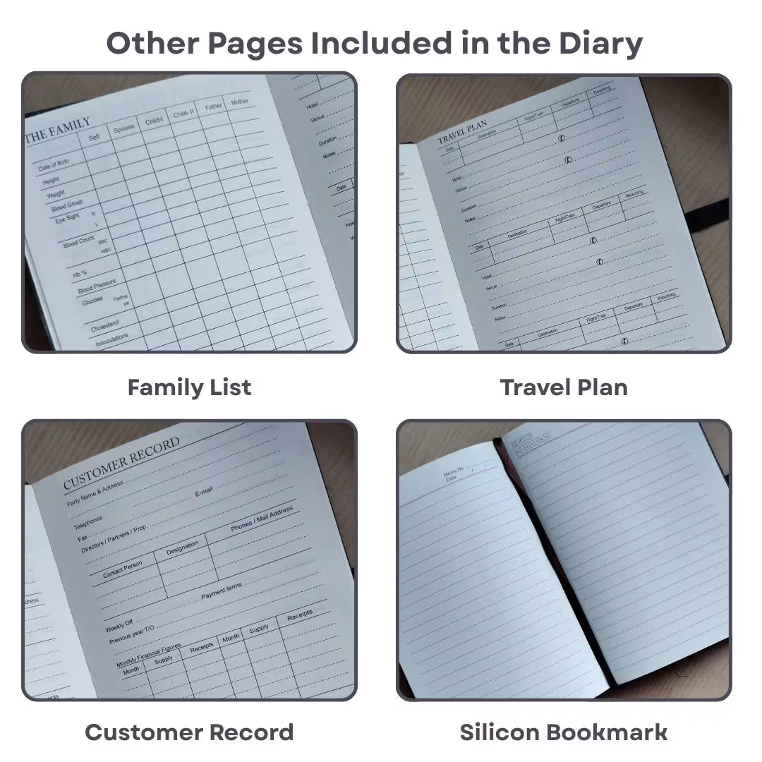Personalized Name Grey Diary With Cardholder