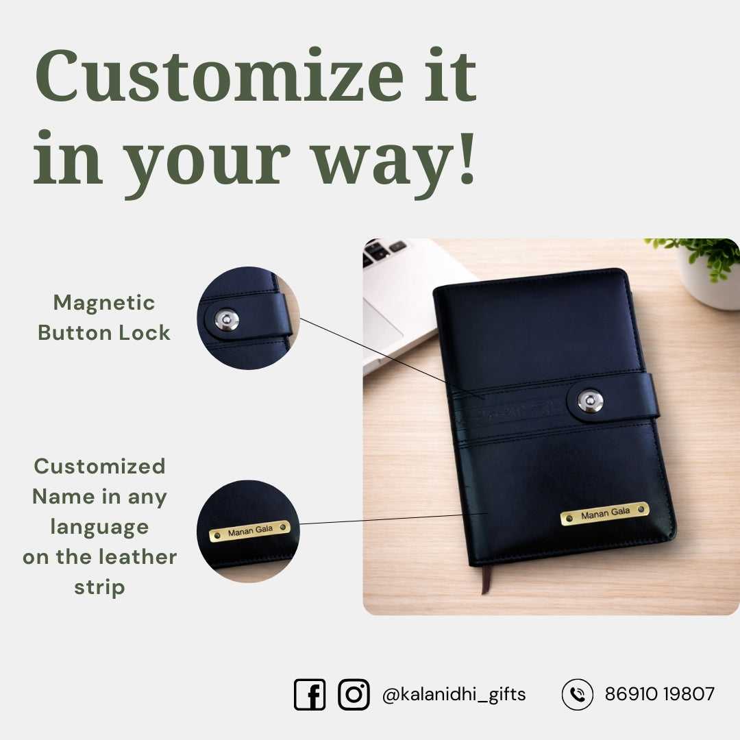 Personalized Big Size Black Refillable Pages Diary Organizer