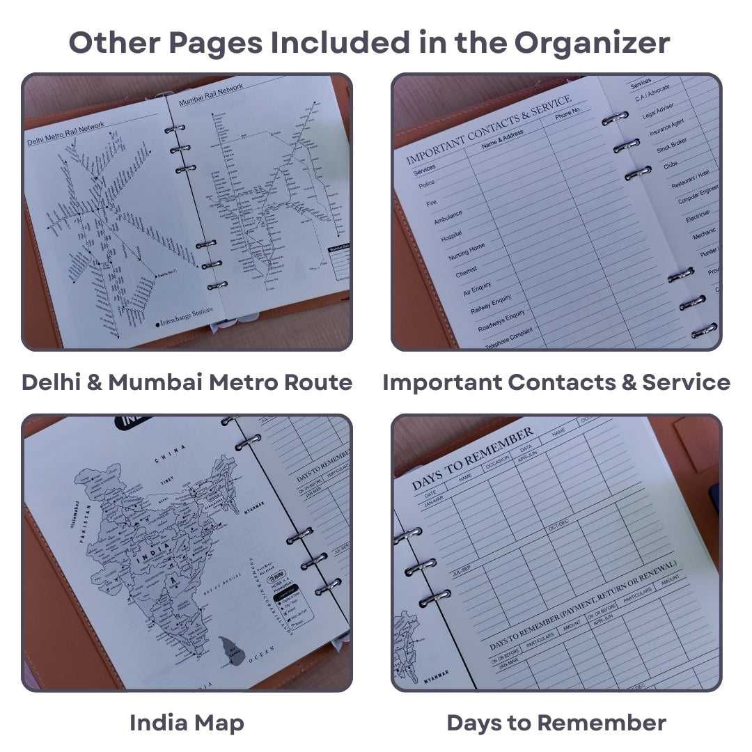 Personalized Big Size Black Refillable Pages Diary Organizer