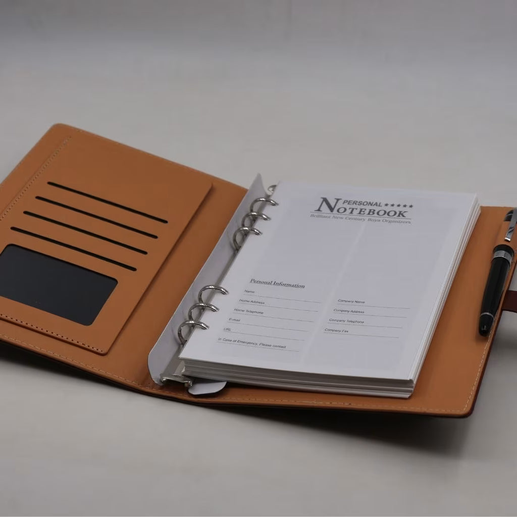 Personalized Big Size Brown Refillable Pages Diary Organizer