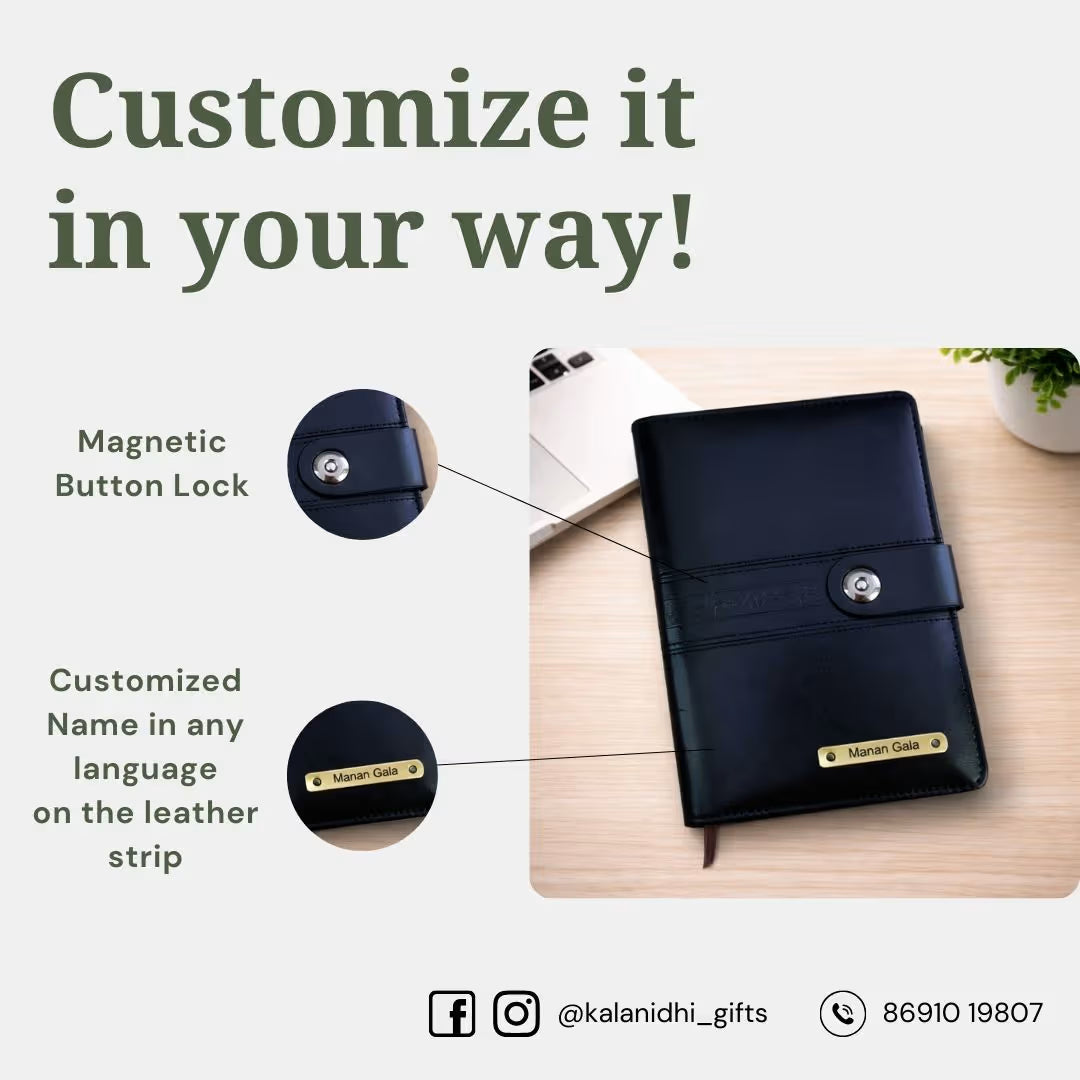 Personalized Big Size Black Refillable Pages Diary Organizer