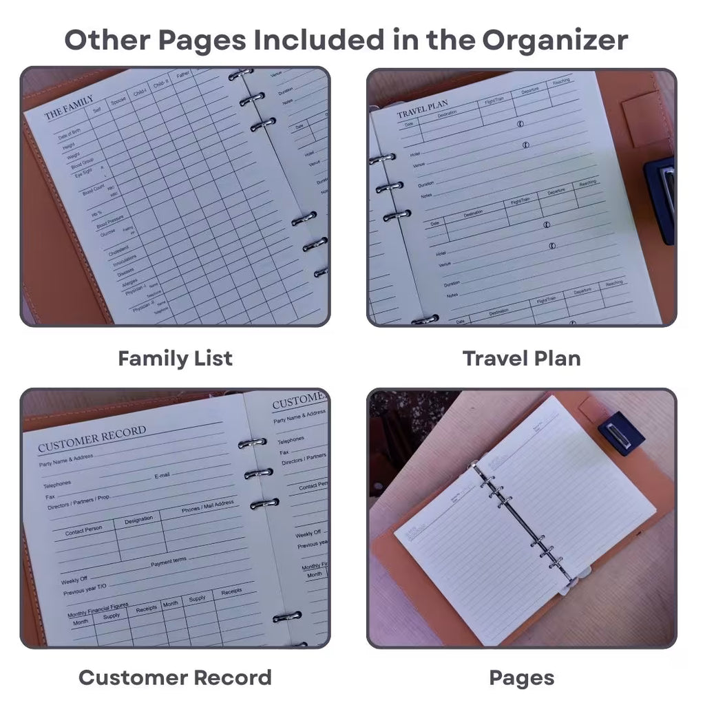 Personalized Big Size Black Refillable Pages Diary Organizer