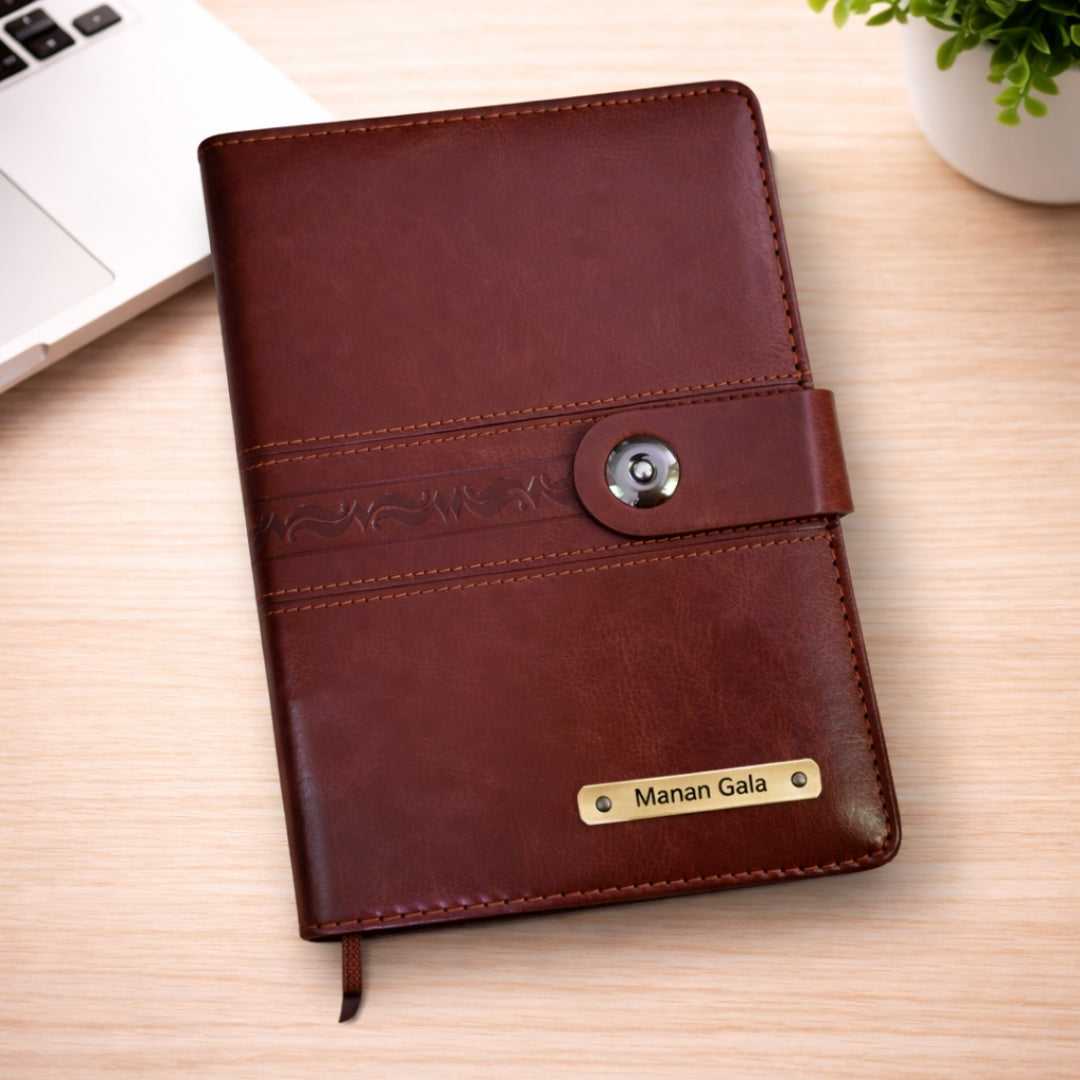 Personalized Big Size Brown Refillable Pages Diary Organizer