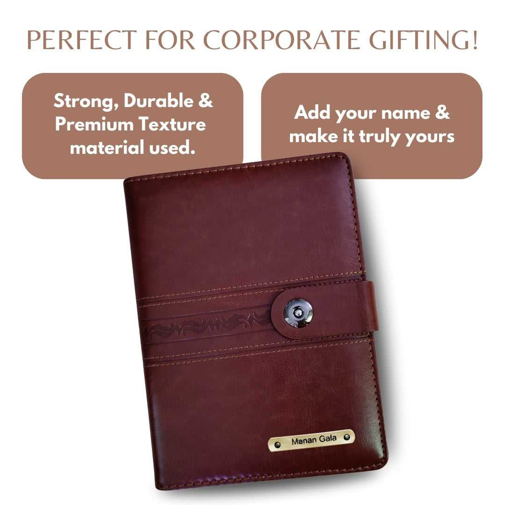 Personalized Big Size Brown Refillable Pages Diary Organizer