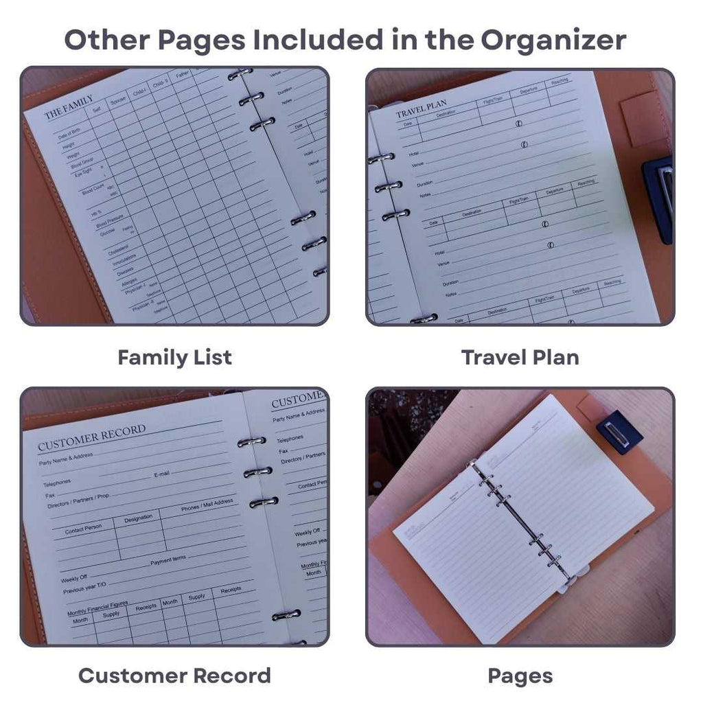 Personalized Big Size Brown Refillable Pages Diary Organizer