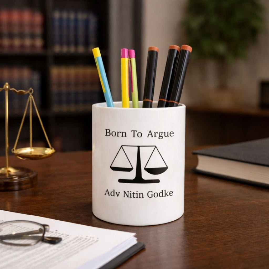 Born To Argue Personalized Ceramic Pen Stand