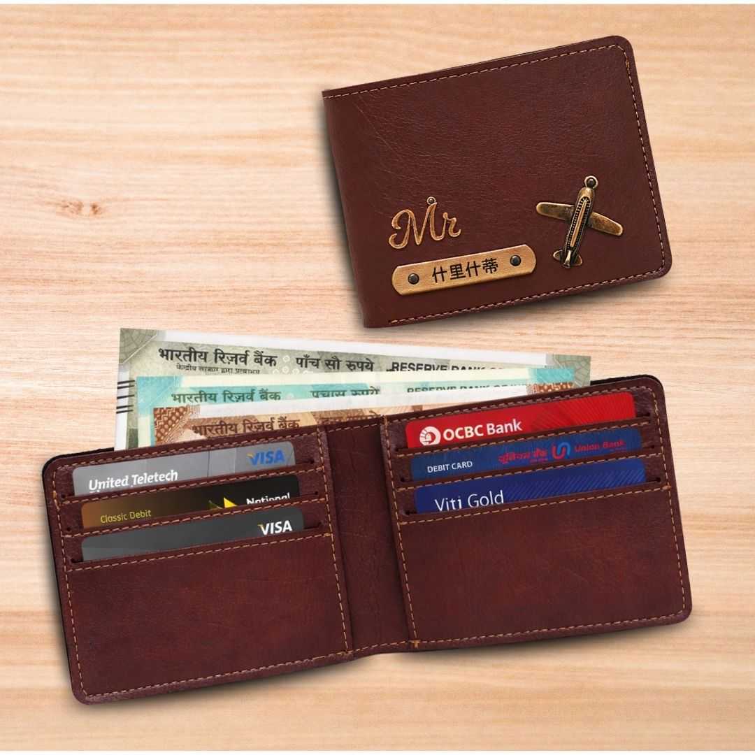 Personalized Dark Brown Wallet with Name for Men