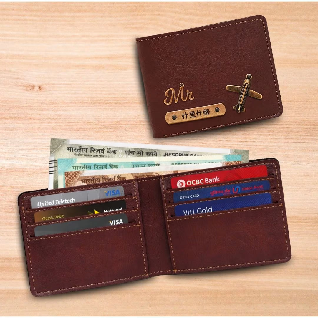 Personalized Wallet for Men with Name and Charm