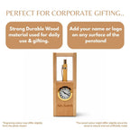 Personalized Foldable Wood Pen Stand with Clock & Pen
