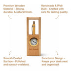 Personalized Foldable Wood Pen Stand with Clock & Pen