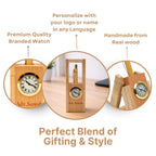 Personalized Foldable Wood Pen Stand with Clock & Pen