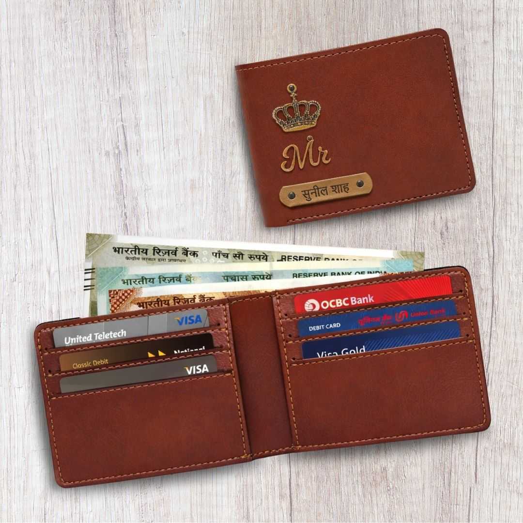 Personalized Brown Wallet with Name for Men