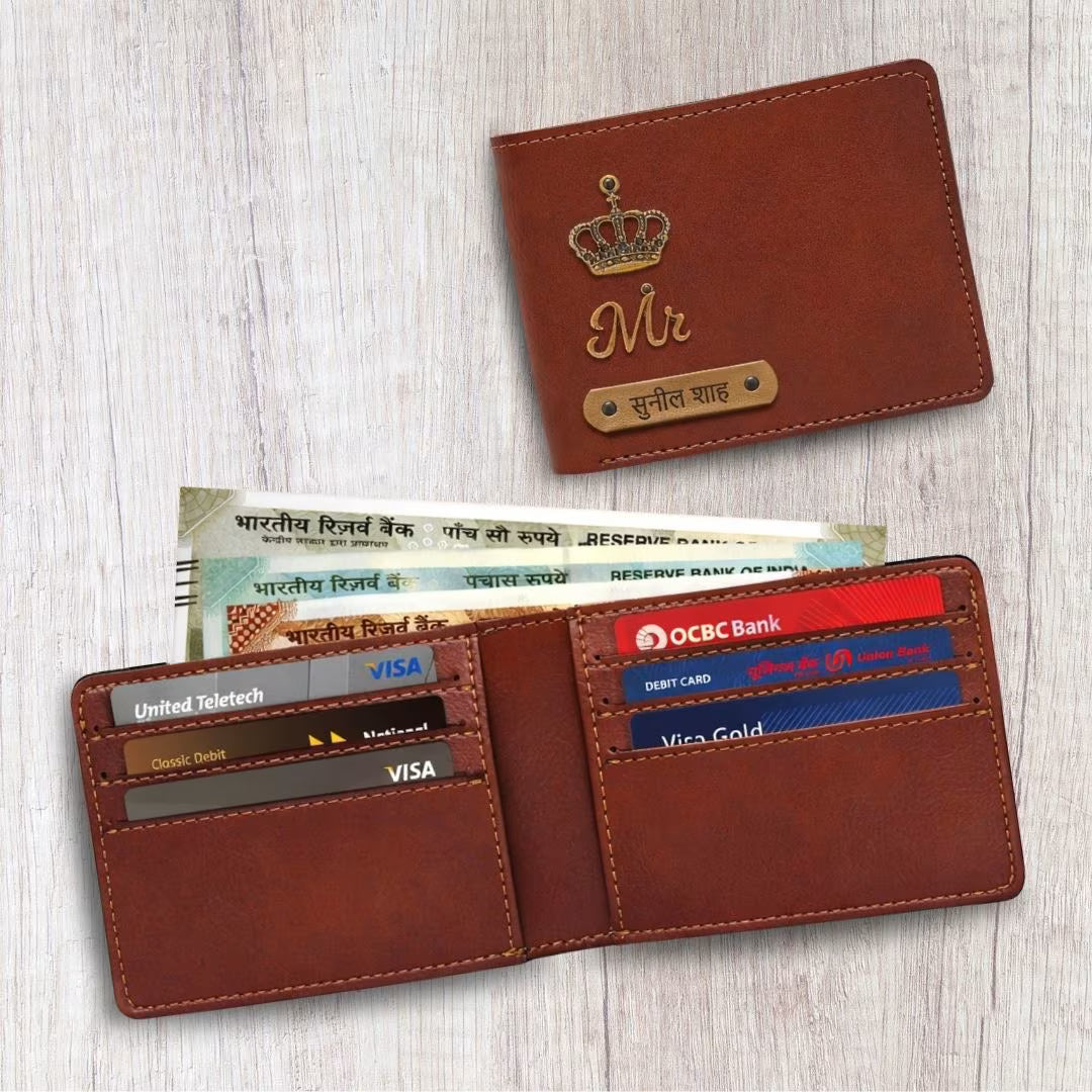 Personalized Wallet for Men with Name and Charm