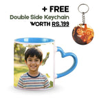 Light Blue Heart Handle Ceramic Photo Mug