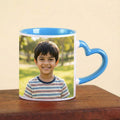 Light Blue Heart Handle Ceramic Photo Mug