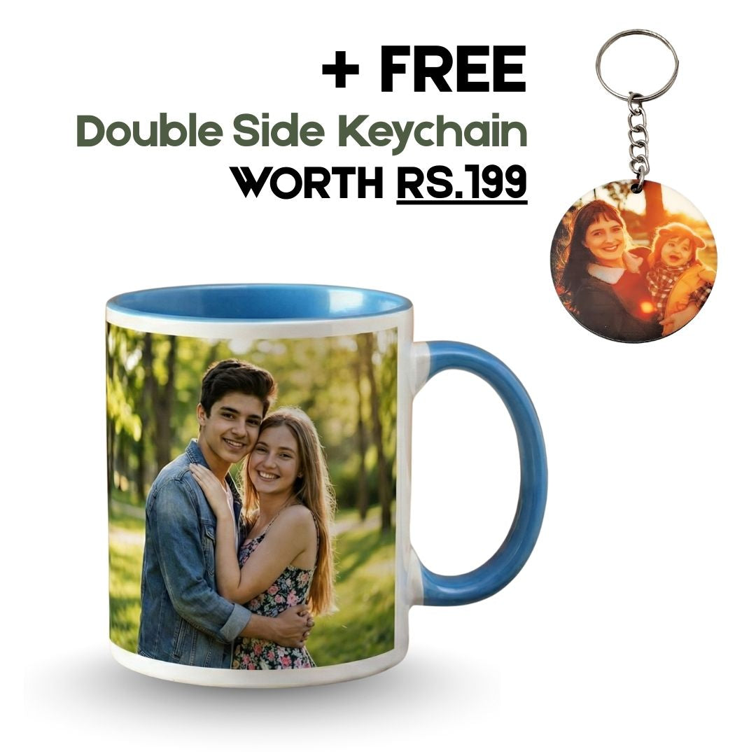 Light Blue Ceramic Customized Photo Mug